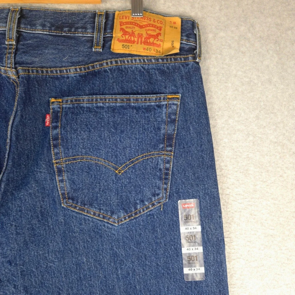 Levis 501 Original Fit Mens Blue Denim Straight Leg Jeans 40x34 00501-0194